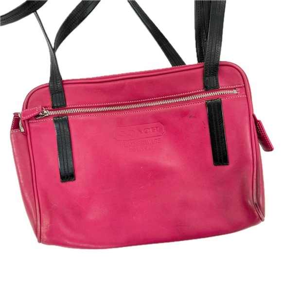 Coach Leatherware Berry & Black Leather Messenger Travel Bag Style 5068 Vintage - Picture 7 of 17